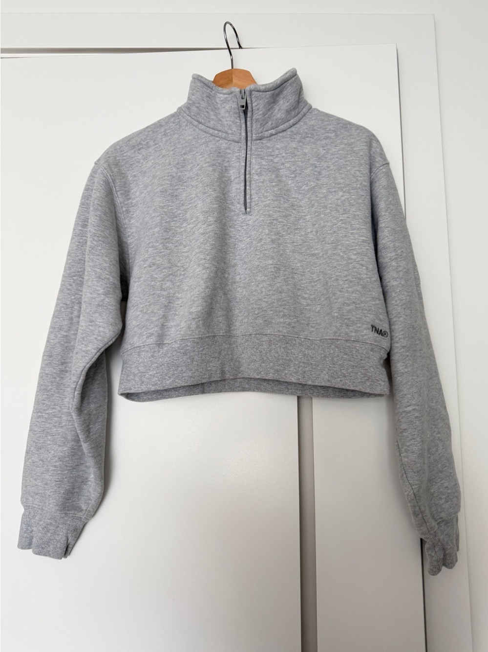 TNA Sweatfleece Cozy Cropped Quarter-Zip Sweatshirt